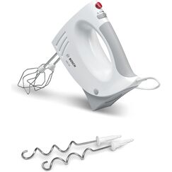 Bosch Handrührer MFQ3530, Handrührgerät, 2 Rührbesen, 2 Edelstahl-Knethaken,spülmaschinengeeignet, 5 Stufen, 450 W, weiß