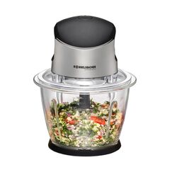 ROMMELSBACHER Multi Zerkleinerer MZ 500 – kraftvoller Motor, 4-flügeliges Spezialmesser aus Edelstahl, 1,5 Liter Glasbehälter, schwarz/Chrom gebürstet, 500 Watt