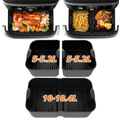 Höheres Ninja Heißluftfritteuse Zubehör für Ninja Foodi Flexdrawer 10,4 L AF500DE, COSORI Heißluftfritteuse Zubehör 10L Silikonform, Airfryer Zubehör für Ninja AF500EU AF500EUCP (3 Stück, Schwarz)
