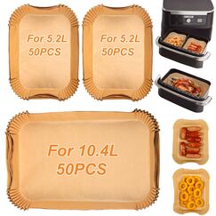 BYKITCHEN 150pcs Airfryer Backpapier für Ninja Flex Drawer Dual Zone AF500EU 10,4L Heißluftfritteuse,Zubehör für Ninja Foodi AF500EU Airfryer & Cosori Dual Blaze Twinfry Heißluftfritteuse 10L