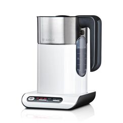 Bosch kabelloser Wasserkocher TWK8611P, Abschaltautomatik, Überhitzungsschutz, Temperaturwahl, Warmhaltefunktion, 1,5 L, 2400 W, weiß