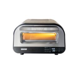 Unold Pizzaofen LUIGI 68816 | Elektrischer Pizza Ofen aus rostfreiem Edelstahl mit Pizzastein mit bis zu 450°C, nur ca. 2 Minuten Backzeit, energiesparend, 1.700 Watt