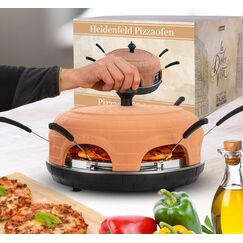 Heidenfeld Pizzaofen | Pizzachef für 6 Personen - 1100 Watt bis 300°C - Backofen - Pizzaofen elektrisch - Pizza Ofen - Pizza Maker - Pizzamaker - Elektro Pizzaofen Raclette - Elektrischer Pizza-Ofen