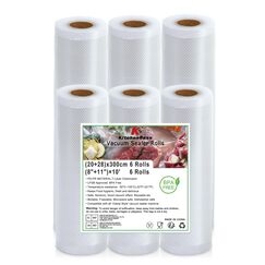 KitchenBoss Vakuumierbeutel 6 Rollen 20/28 x 300cm：Vakuumierfolie für Vakuumierer & Sous Vide, Vakumierfolienrollen BPA-Free, Vakuumierer Beutel Kochfest, Vakuumbeutel Lebensmittel Wiederverwendbar