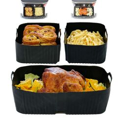 Heißluftfritteuse Zubehör für Ninja Foodi Flexdrawer 10,4 L AF500EU,3 Pcs Airfryer Silikonform Wiederverwendbar Airfryer Zubehör für Ninja AF500EU AF500EUCP(2pcs 18 * 20 * 10cm+1pc36*20 * 10cm kits)