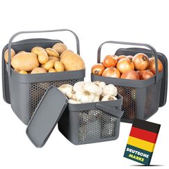 uandu Kartoffel Aufbewahrungsbox 3er Set – Kartoffelbox für Küche, Zwiebelbox & Knoblauch Aufbewahrung, Küchen Organizer