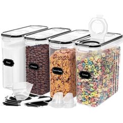 Skroam 4L Vorratsdosen Set mit 4, Müsli Schüttdose & Frischhaltedosen, BPA frei Kunststoff Vorratsdosen luftdicht, für Getreide, Mehl, Zucker