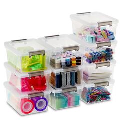 Citylife 10er-Set 1.25L Aufbewahrungsbox mit Deckel Klein, Stapelbar Transparente Griff Clips Kleinteile Kiste Elastisch, Robust Plastik Boxen für Bastelsachen gekauft, 17.7 x 13 x 8.2cm
