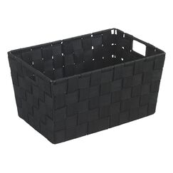 WENKO Badkorb Mod. Adria, Kleiner Aufbewahrungskorb ideal für Haushalt, Küche und Bad, hochwertiges Kunststoffgeflecht mit Metallstangen für extra Stabilität, 30 x 15 x 20 cm, Schwarz