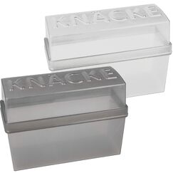 com-four® 2x Knäckebrot-Dose mit Deckel - luftdichte Aufbewahrungsboxen - 1,65 Liter Knäckebrotbox - Brotbox für Küche und unterwegs - Brotkasten ca. 20 x 9 x 14 cm (2 Stück - grau/weiß)