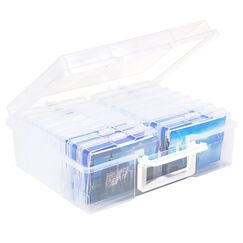 GREELUE Fotobox, Fotoformat 3×5 Zoll, Sortierboxen für Kleinteile, 16 innere Fotohalter, Aufbewahrungsbox Transparent für Postkarten, Fotos, Spielzeug