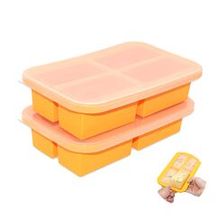 Bangp Suppenbehälter mit Deckel,Silikon Gefrierschalen, Vorratsbehälter für Lebensmittel, große Jumbo-Eiswürfelschale für die Zubereitung von Suppensaucen, 300ml Portion,BPA-frei (2)