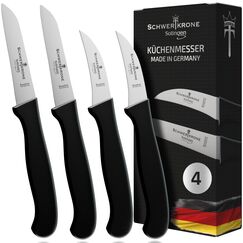 Schwertkrone® Schälmesser gebogen & gerade [MADE IN SOLINGEN - GERMANY] - Gemüsemesser Obstmesser - Küchenmesser klein scharf Schneidemesser Kartoffelschälmesser - Allzweckmesser (6cm +7,5cm)