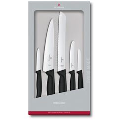 Victorinox Swiss Classic Küchenmesser Set, Küchengarnitur, 5-teilig, Extra Scharf, Swissmade, schwarz