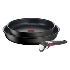 Tefal Ingenio Unlimited On 3-teiliges Pfannenset abnehmbarer Griff, 22/26 cm, platzsparend, stapelbar, Pfannenset Induktion mit Antihaftversiegelung, einfache Handhabung und Reinigung, L39598