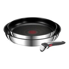 Tefal Ingenio Preference On 3-teiliges Pfannenset abnehmbarer Griff, 24/28 cm, stapelbar, platzsparend, Topfset Induktion mit Antihaftversiegelung, einfache Handhabung und Reinigung, L97493