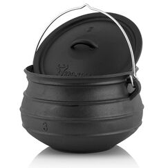 BBQ-Toro Potjie | Gusseisen Hexenkessel Potjie #3, ca. 8 Liter | Guss Kochtopf ohne Füße | Südafrikanischer Dutch Oven | Kochtopf für offenes Feuer, Gusseisen Schmortopf mit Deckel | Fleischtopf
