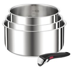 Tefal Ingenio Preference 4-teiliges Topfset Induktion, 16, 18, 20cm mit Griff, stapelbar, platzsparend, hochwertiger Edelstahl, für alle Herdarten geeignet, L898S4