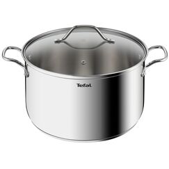 Tefal Intuition XL B8646404 Großer Edelstahl-Kochtopf 28 cm/8 L, Induktion, 5 Jahre Garantie, Premium 18/10 Edelstahl, Größe XL, stabile Griffe, Glasdeckel
