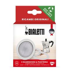 Bialetti Ricambi, Includes 3 Gaskets and 1 Plate, Compatible with Moka Express, Fiammetta, Break, Happy, Dama, Moka Melody, Alpina, Moka Timer and Rainbow (3/4 Cups), 0800033