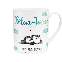Sheepworld XL-Tasse Motiv "Relax" | Großer Becher aus Porzellan, XL Jumbotasse, 60 cl, Kaffeetasse mit Spruch | Geschenk, Freund, Freundin | 45755