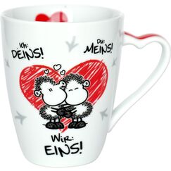 Sheepworld Tasse „Ich Deins, Du meins, Wir eins“ | Kaffeetasse, Teetasse mit Spruch, Geschenk zum Valentinstag | Porzellan, Herztasse | 45183