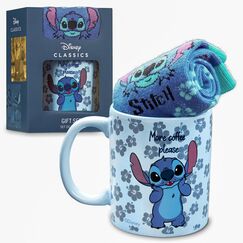 Disney Tasse und Socken Damen Set Stitch Geschenk Set (Blau Stitch)