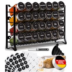 Deco haus® Gewürzregal Stehend & Wand [MIT 28 GLÄSERN & GEWÜRZETIKETTEN] - Gewürz Organizer - Gewürzregal Wand - Spice Rack Organizer - Gewürzständer Gewürzregale Hängend - Gewürzregale Schrank