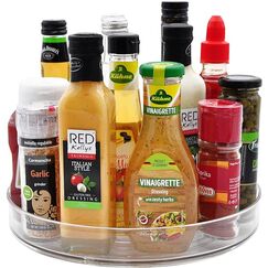 Drehteller Kühlschrank Organizer Lazy Susan 23,5cm, 360° Rondell Küchen Organizer Drehbarer Gewürzhalter für Gewürz Speisekammer Schrank Badezimmer Kommode.(Transparent)