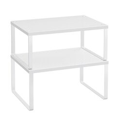 SONGMICS Gewürzregal, 2er Set, Küchenregal, Küchen-Organizer, Küche, Gewürzhalter, erweiterbar, stapelbar, kleines Regal, Metall, weiß KCS01WT