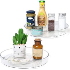 ERBO 2 Stück Drehteller Organizer, Küchen Kühlschrank Organizer, 360° Kühlschrank Drehplatte Gewürzhalter, Drehbarer Organizer für Küche Speisekammer Schrank Dresser (27+23cm)