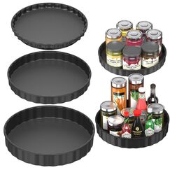 JESIFFY 3 Stück Lazy Susan drehteller Organizer Kühlschrank 26cm+24cm+22cm, drehplatte kühlschrank Rondell Organizer Gewürzhalter, Küchen Organizer Gewürzregal drehbar für Gewürze Joghurt, Schwarz