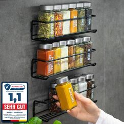 DEKOFY® Gewürzregal Mit 18 Gläsern - Zum Aufhängen für Wand & Schranktür - Ohne Bohren - Hängend, Gewürz Organizer
