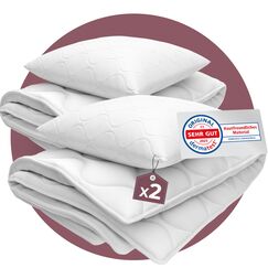 EVAN BROWNS® Bettenset 135x200 4teilig - Made in EU - Bettdecke 135x200 Set mit Kissen atmungsaktiv und pflegeleicht- 2X Kopfkissen und 2X Bettdecke - ÖKO-TEX