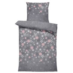 Leonado Vicenti Winter Bettwäsche Thermo Fleece Flausch Kuschelig Warme Garnitur Bettbezüge Set, Größe:2 teilig 135x200 cm, Farbe:Kristall grau