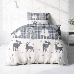 Träumschön Biber Bettwäsche Set 2tlg 135x200 cm + 80x80 cm – Flauschige Winterbettwäsche Grau – Weiche Winterbettwäsche Weihnachten - Atmungsaktiv, Warm & Hautfreundlich - 100% Baumwolle