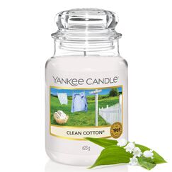 Yankee Candle Duftkerze im Glas (groß) | Clean Cotton | Kerze mit langer Brenndauer bis zu 150 Stunden