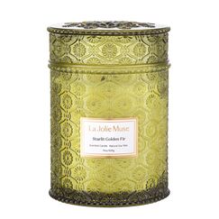 LA JOLIE MUSE Duftkerze Starlit Golden Fir Weihnachtskerze für Zuhause, Geschenkidee für Frauen & Männer, große Duftkerze mit Holzdocht, 90 Stunden Brenndauer, 19oz (539g)