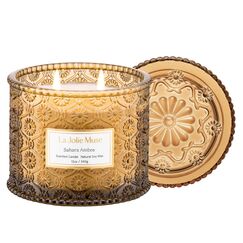 LA JOLIE MUSE Sahara-Ambra-Kerze, Aroma-Kerzen für zuhause, große 2-Docht-Soja-Kerze, Duftkerze Geschenk, sauber brennende Kerzen, ca. 340 g (12oz)