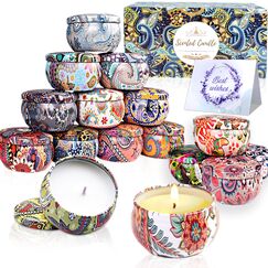 Duftkerzen Geschenke für Frauen, 16 St Duftkerzen Geschenkset Aromatherapy Natürliches Sojawachs Düft Kerze Set 320 Std Langer Brenndauer Mit Grußkarte für Parteien Geburtstag Muttertag, 2,5 OZ/ST