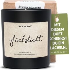 HAPPYSOY Duftkerze im Glas mit Spruch - besondere Kerzen - handgemacht und nachhaltig - Sojawachs