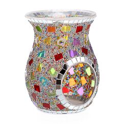 SUMNACON Glass Duftlampe mit Kerzenhalter Teelichthalter Kalebasse Aromalampe Duftlicht Aromabrenner für Duftöl und Duftwachs Mosaik-Muster(Bunt)