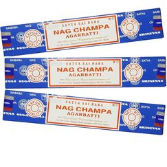 Satya Nag Champa Räucherstäbchen, 15 g, 3 Stück, mit Giftbrit Räucherstäbchenhalter für Meditation, Yoga, Entspannung, Heilung und Positivität