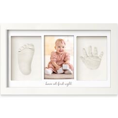 Keababies Baby Handabdruck Und Fußabdruck Set - Ton Handabdruck Andenken Rahmen, Neugeborenen Kinderzimmer Bilderrahmen fur Mädchen und Junge, Personalisierte Geschenke Baby fur Neue Mom(Alpine White)