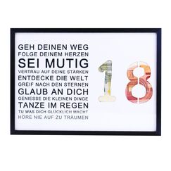 EngGlück 18. Geburtstag Junge Mädchen Geschenk, Bilderrahmen Geldgeschenk zum18. Geburtstag Karte Geschenkideen Geburtstagsgeschenk 18 Jahre Größe Din A4 (18. Geburtstag)