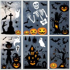 Halloween Fensterbilder Selbstklebend, SILARLAIT 10 Stück Fenstersticker Halloween Statisch & Doppelseitige & Wiederverwendbare, Fensteraufkleber Fensterdeko Halloweendeko Fenster