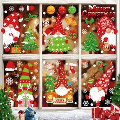 Baynetin 137 Stück Fenstersticker, Fensterbilder, Doppelseitige Wiederverwendbare Statisch Haftende PVC Aufkleber für Weihnachten Dekoration (9 Blatt, 20x30cm)