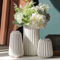 Vasen Deko -Weiße Keramik Vases Satz von 3 für Moderne Home Decor,Deco Matte Vase für Pampasgras,Vasen Deko Aesthetic Neutral Boho Skandinavische Deko Vases (A Weiß)