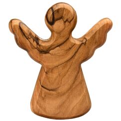 Kassis Geschenkartikel Olivenholz-Schutzengel - Handgefertigte Engel-Figur aus Bethlehem - Schutzengel-Glücksbringer - (ohne Gravur) - (1 Stück)