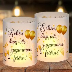 12 Windlicht Tischdeko Geburtstag, Silvester Deko Windlichter, Silvesterdeko Tisch, Windlicht mit Sprüchen Schön, DASS Wir Zusammen Feiern, für Hochzeitsdeko Silvester Party Taufe Teelichter/Kerzen